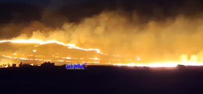 تصاویری از گستردگی آتش سوزی مزارع کشاورزی در بخش ماژین شهرستان دره شهر