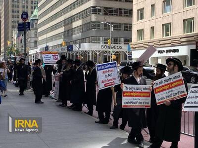 تجمع و تقابل یهودیان موافق فلسطین و رژیم صهیونیستی در خیابان‌های منهتن +فیلم