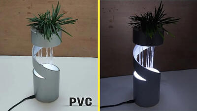 (ویدئو) یک روش ساده بری ساخت گلدان-آبنما با چراغ LED و لوله پی وی سی