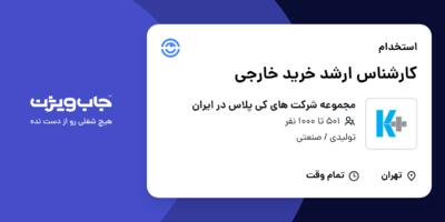 استخدام کارشناس ارشد خرید خارجی در مجموعه شرکت های کی پلاس در ایران