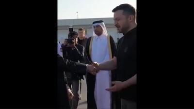 تیپ غیررسمی زلنسکی در دیدار با امیر قطر (فیلم)