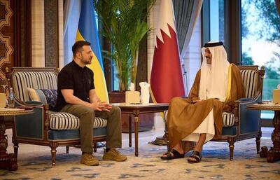 تیپ زلنسکی و امیر قطر در دیدار با هم