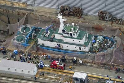 ۷ زخمی در پی انفجار در کارخانه کشتی سازی اوزاکا ژاپن