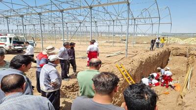 ریزش استخر کشاورزی در شهرستان تاکستان