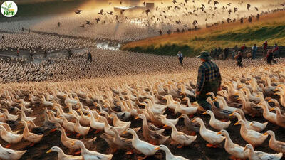 (ویدئو) فرآیند تولید میلیون ها اردک برای گوشت و تخم در بزرگترین مزرعه اردک روسیه