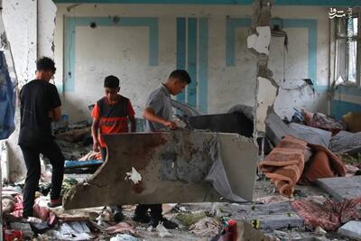 عکس/ بمباران مدرسه ای در النصیرات با ۴۰ شهید