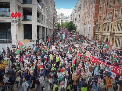 فیلم/ تظاهرات لندنی‌ها در محکومیت جنایات رژیم اسرائیل
