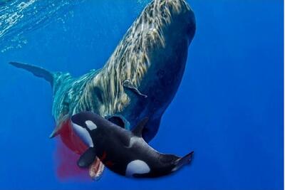 شکارچیان اقیانوس؛ نهنگ عنبر با آرواره‌های غول پیکرش گوشت کوسه رو چرخ کرد