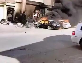 آتش گرفتن خودروها در عربستان + فیلم