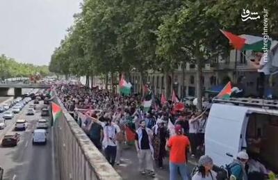 فیلم/ تظاهرات فرانسوی‌ها در محکومیت جنایات رژیم صهیونیستی
