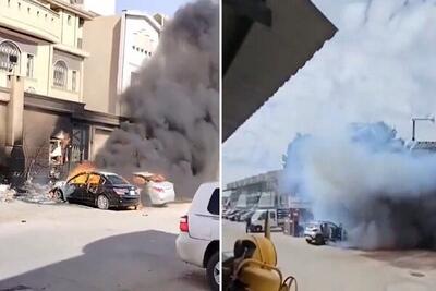 آتش گرفتن خودروها در عربستان بر اثر شدت گرمای هوا+فیلم