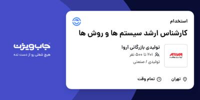 استخدام کارشناس ارشد سیستم ها و روش ها در تولیدی بازرگانی آروا