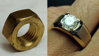 (ویدئو) یک روش دیدنی برای ساخت حلقه زیبای مردانه با مهره فلزی