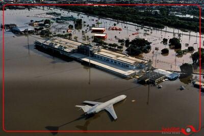 سیل شدید در فرودگاه پالما د مایورکا در پالما اسپانیا
