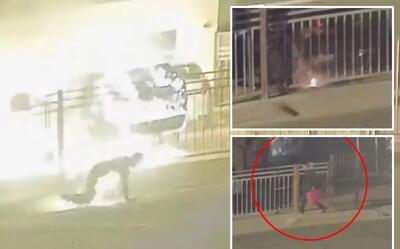 (ویدئو) آتش‌افروزی که پس از ارتکاب جرم قربانی آتش شد