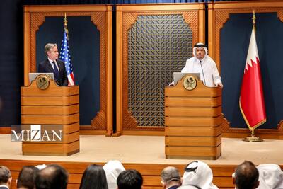 نشست خبری وزیران خارجه قطر و آمریکا درباره طرح آتش‌بس غزه