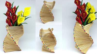 گلدان چوبی آسان / نحوه ساخت گلدان گل در خانه با چوب بستنی