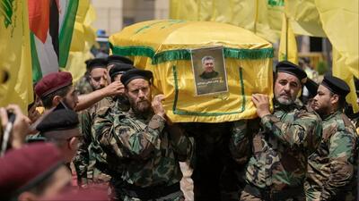 (ویدئو) تشییع پیکر فرمانده ارشد حزب الله