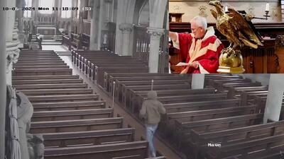 (ویدئو) سرقت عقاب برنجی ۱۵۶ ساله از یک کلیسا