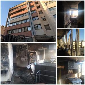 اطفاء حریق ساختمان پنج طبقه ۱۶ واحدی در خیابان قصرالدشت