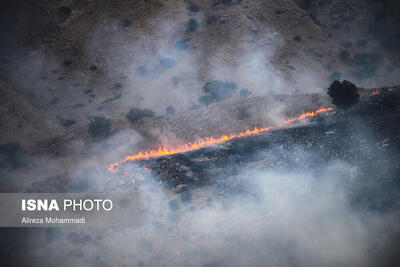 مهار آتش‌سوزی ‌گسترده‌ در مراتع و جنگل‌های کوهستانی لالی