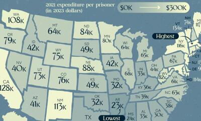 ایالات متحده آمریکا برای هر زندانی چقدر هزینه می کند؟ + نقشه