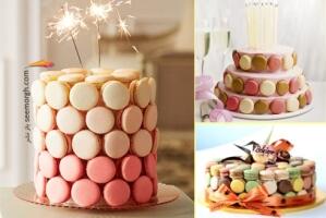 تزیین کیک با پاستیل، ماکارون و اسمارتیزهای رنگی، یک ایده زیبا، ساده و شاد