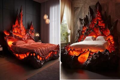 تختی برای عاشقان آتش و گرما/ با تختخواب طرح آتشفشان اتاق خوابی جسورانه بچینید