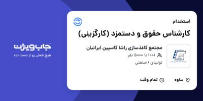 استخدام کارشناس حقوق و دستمزد (کارگزینی) در مجتمع کاغذسازی راشا کاسپین ایرانیان