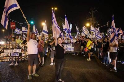 تظاهرات علیه نتانیاهو در تل آویو همچنان ادامه دارد +فیلم