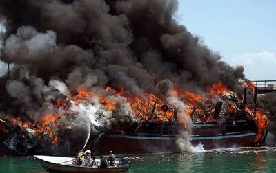 آتش سوزی مهیب در اسکله بندر تجاری آبادان+ فیلم