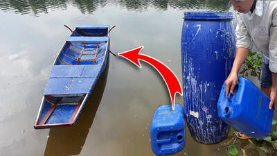 (ویدئو) نحوه ساخت یک قایق حرفه ای با دبه و بشکه پلاستیکی