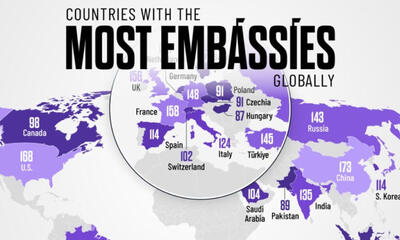 ( اینفوگرافیک) کدام کشورها بیشترین تعداد سفارتخانه را در جهان دارند؟
