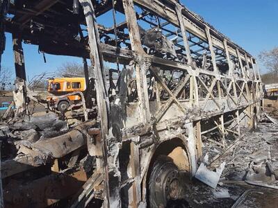 مرگ ۷ نفر در پی آتش گرفتن اتوبوس مسافربری