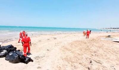 ساحل بندر بوشهر از لکه‌های نفتی پاک‌سازی شد