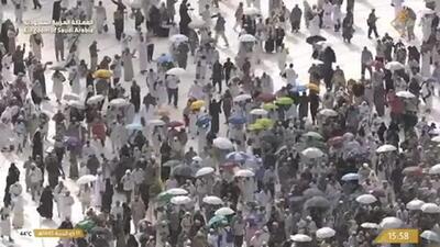 حال و هوای بارانی مسجد الحرام +فیلم