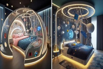 طراحی دلربای اتاق خواب کودک با تخت سفینه فضایی/ تقویت تخیل برای فضانورد کوچک شما