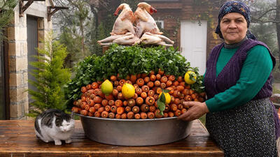 (ویدئو) پخت پلو ازبکی با مرغ به روش بانوی روستایی آذربایجانی