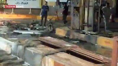 آتش‌سوزی در پمپ‌ بنزین 24 متری اهواز + ویدئو