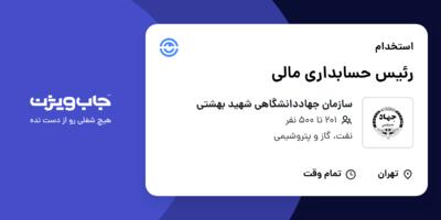 استخدام رئیس حسابداری مالی در سازمان جهاددانشگاهی شهید بهشتی