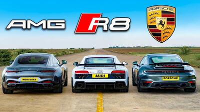 درگ مرسدس AMG GT63 جدید با پورشه 911 توربو S و آئودی R8 GT | مجله پدال