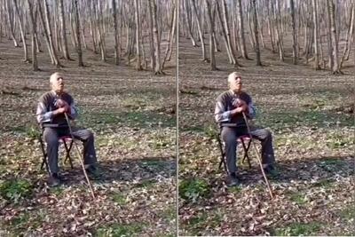 آواز احساسی؛ پیرمرد 70 ساله یکه و تنها وسط جنگل نشسته با چه سوزی آهنگ میخونه