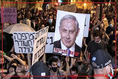 صهیونیست‌ها با تظاهرات مقابل اقامتگاه نتانیاهو خواستار اسعتفای او شدند