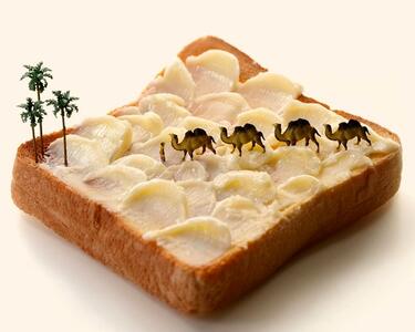 (تصاویر) شترها روی نان و کره! هنرمند ژاپنی که اشیاء روزمره را تغییر می‌دهد