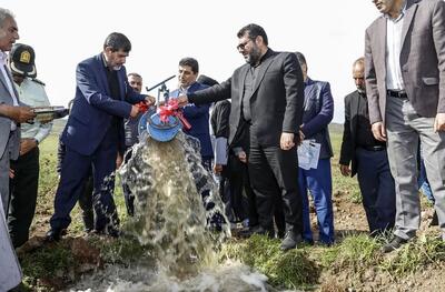 افتتاح آبیاری کم فشار ۱۳۰ هکتار از اراضی روستای آق بلاغ بستان آباد