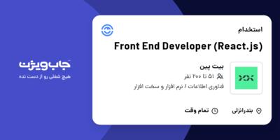 استخدام Front End Developer (React.js) در بیت پین