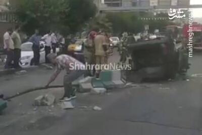 فیلم/ چپ شدن خودرو روی پل کالج تهران