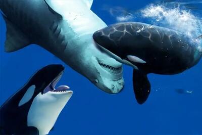 وحش اقیانوس؛ نهنگ‌های قاتل وسط اقیانوس جگر کوسه رو در میارن و می خورن