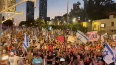 بزرگترین تجمع اعتراضی در تل‌آویو (فیلم)