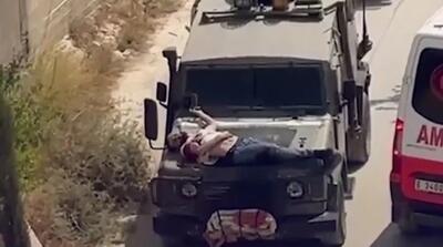 (ویدئو) جنجال رفتار بهت‌آور اسرائیل؛ بستن فلسطینی مجروح به خودرو